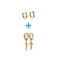 Pack De Aros Argollas Cruz Doble Uso Chapadas En Oro 18k - Miniatura 1