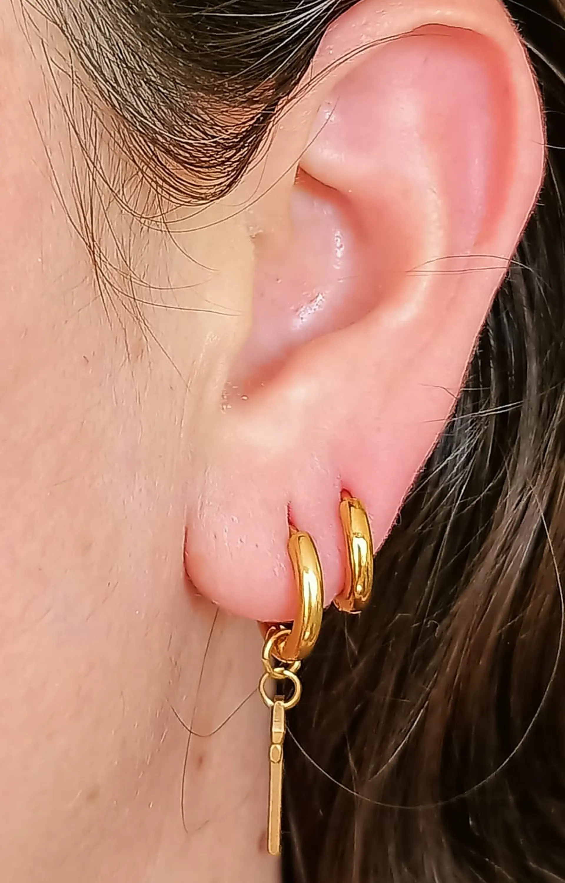 Pack De Aros Argollas Cruz Doble Uso Chapadas En Oro 18k 9