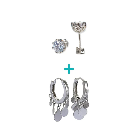 Pack De Aros Punto Luz Argollas Huggies Plata 925 Piercing