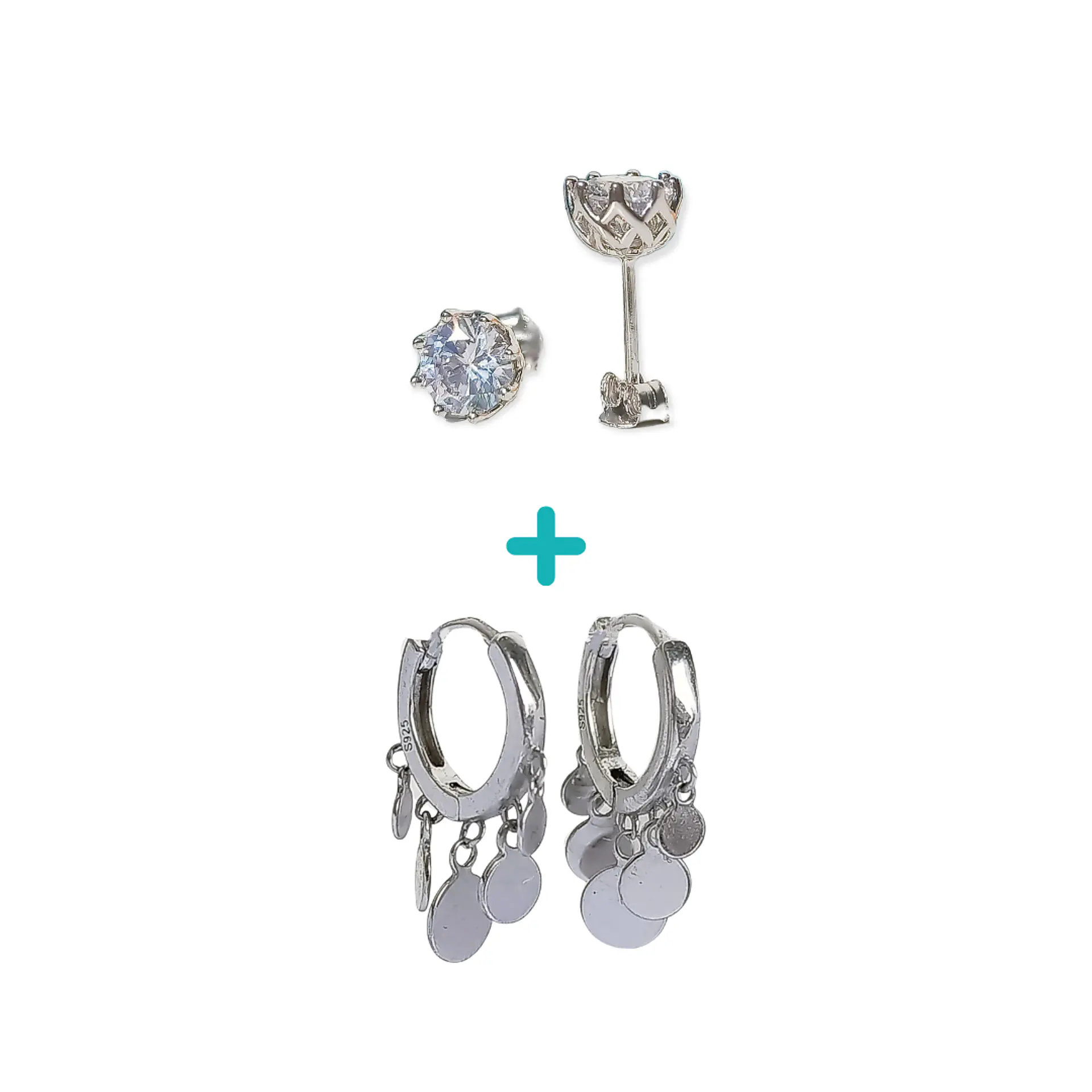 Pack De Aros Punto Luz Argollas Huggies Plata 925 Piercing 1
