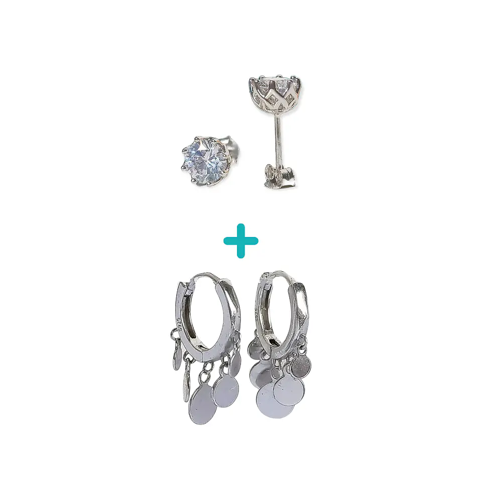 Pack De Aros Punto Luz Argollas Huggies Plata 925 Piercing 1
