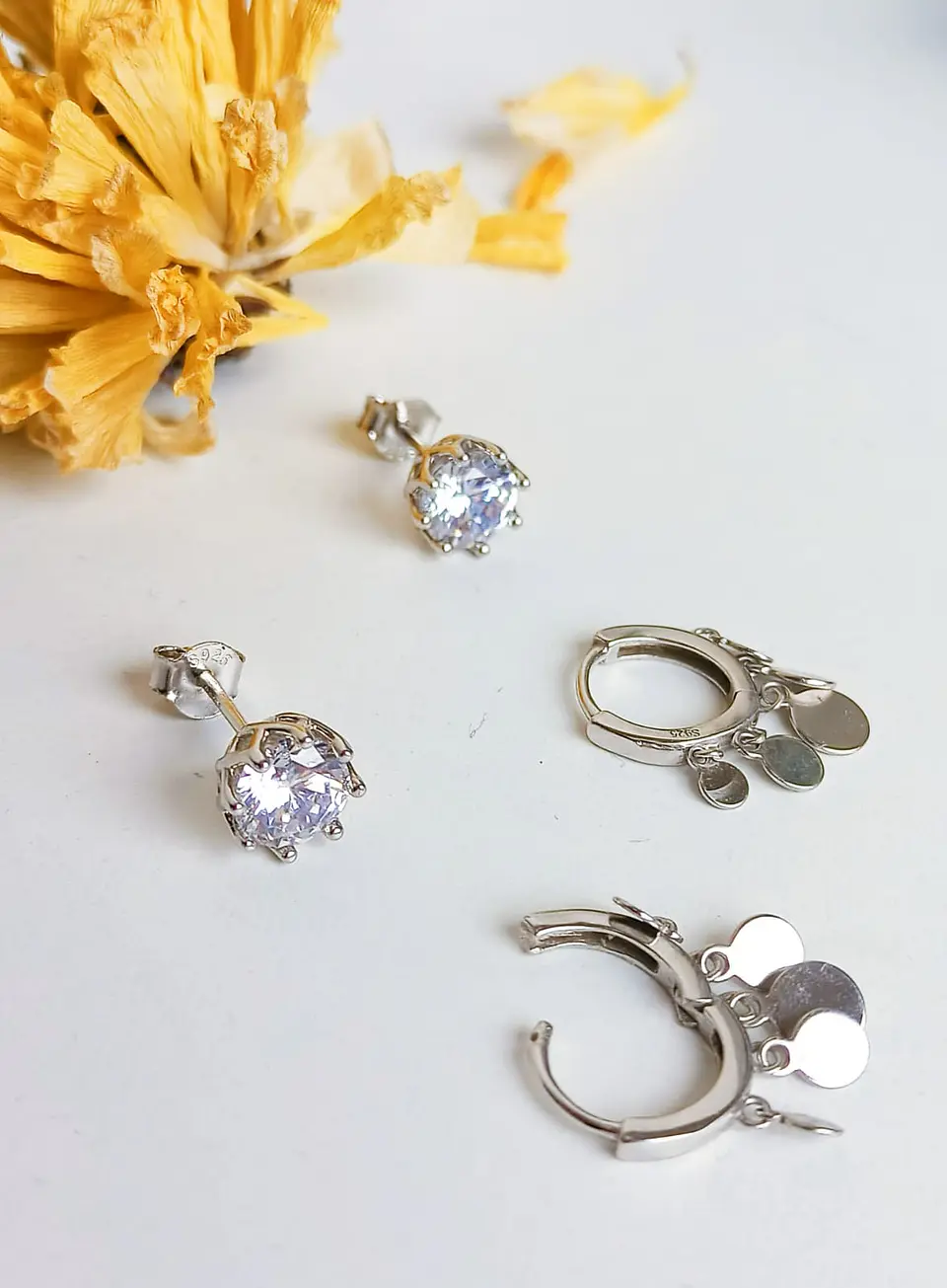 Pack De Aros Punto Luz Argollas Huggies Plata 925 Piercing 8