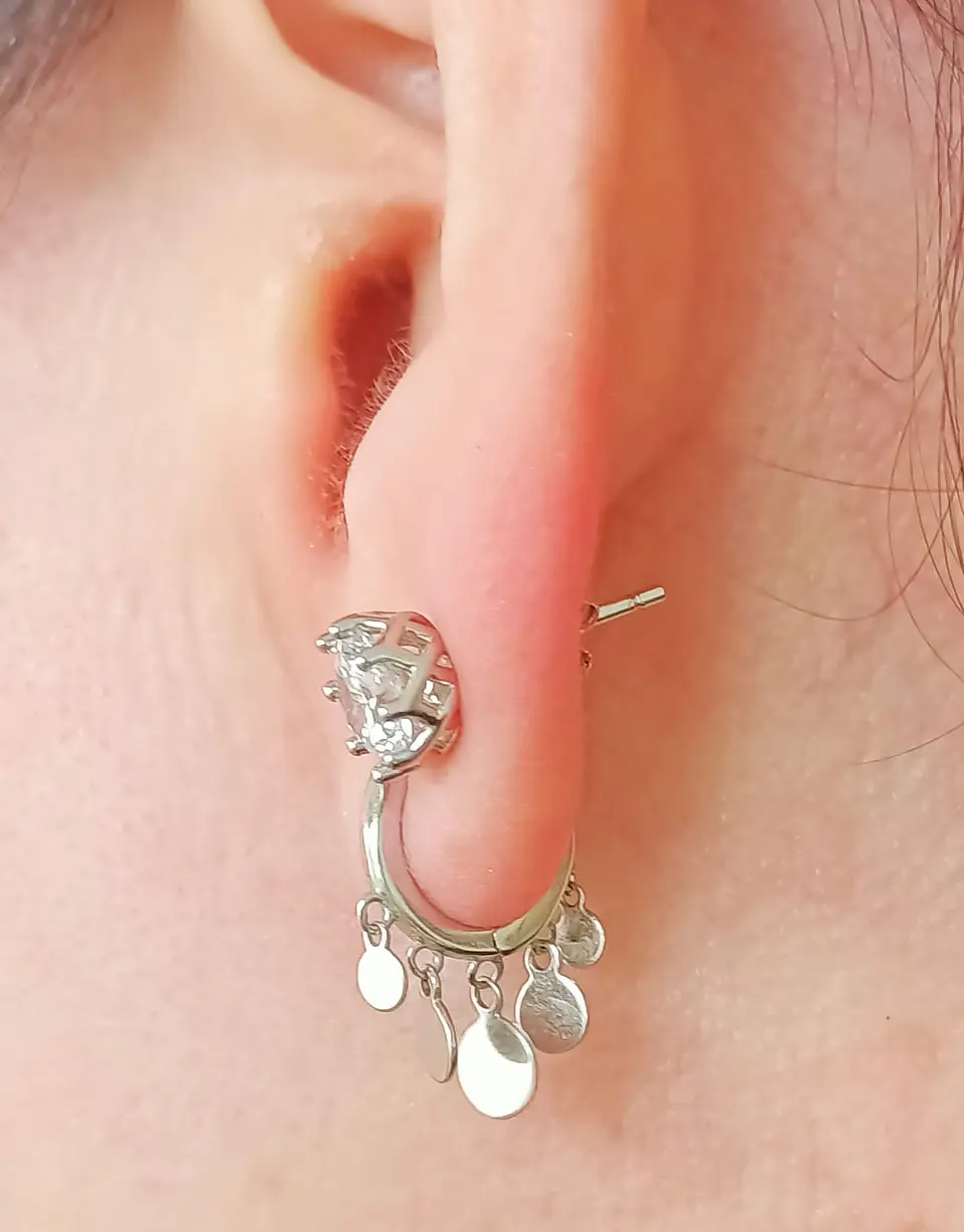 Pack De Aros Punto Luz Argollas Huggies Plata 925 Piercing 2
