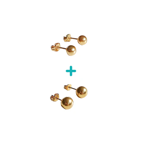 Pack De Aros Piercing Esferas 6mm + 7mm Chapadas En Oro 18k