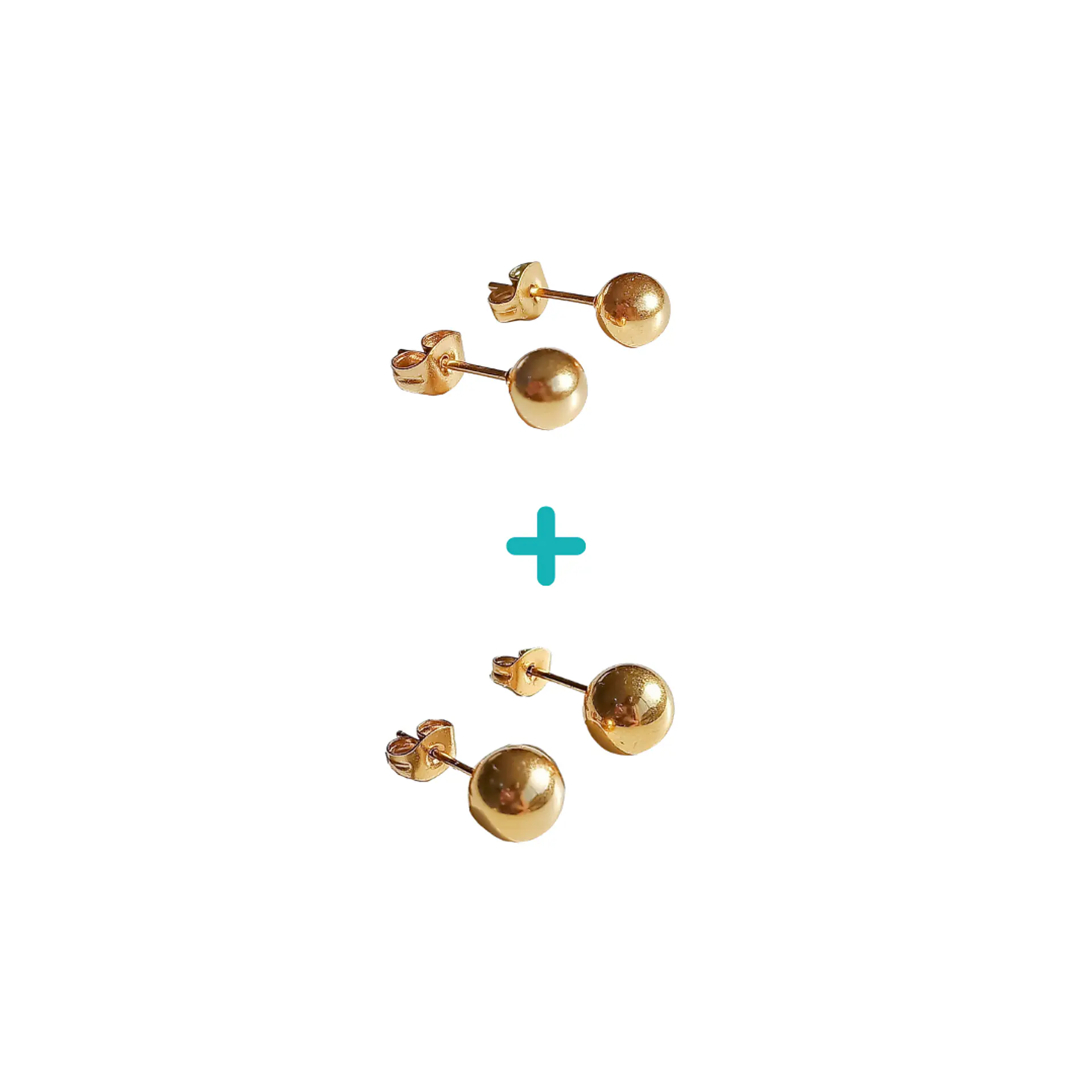 Pack De Aros Piercing Esferas 6mm + 7mm Chapadas En Oro 18k 1