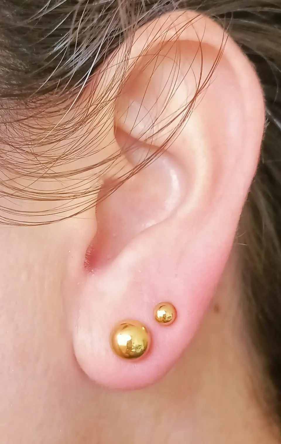 Pack De Aros Piercing Esferas 6mm + 7mm Chapadas En Oro 18k 3