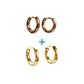 Pack 2 Par De Argollas Piercing Orejas Chapadas En Oro 18k - Miniatura 1