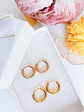 Pack 2 Par De Argollas Piercing Orejas Chapadas En Oro 18k - Miniatura 2