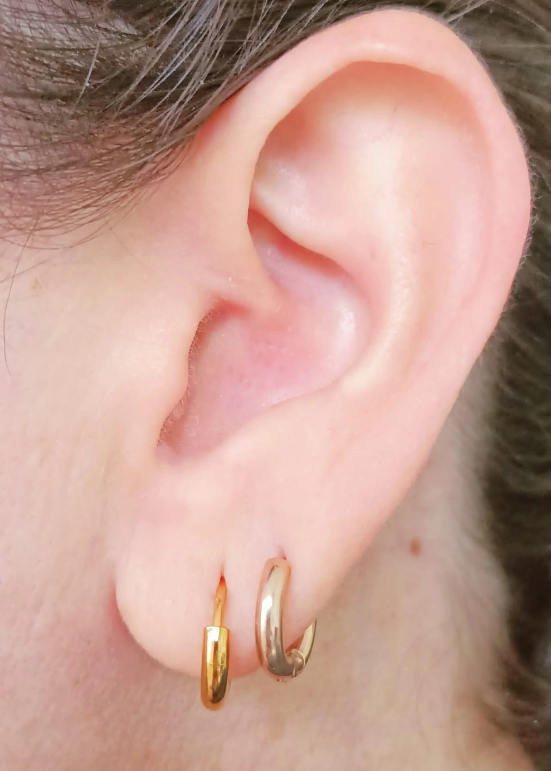 Pack 2 Par De Argollas Piercing Orejas Chapadas En Oro 18k 3
