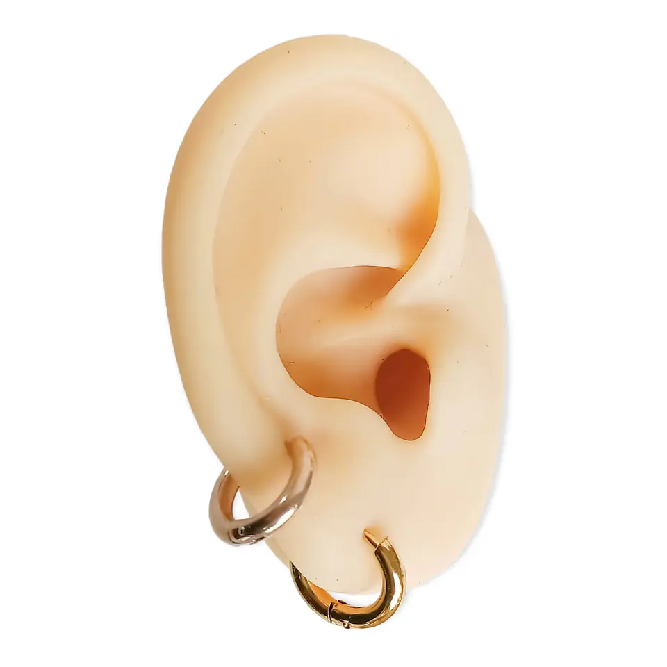 Pack 2 Par De Argollas Piercing Orejas Chapadas En Oro 18k 4