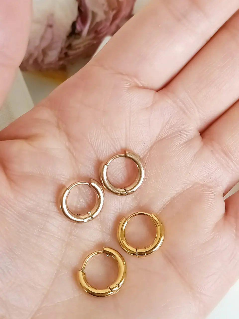 Pack 2 Par De Argollas Piercing Orejas Chapadas En Oro 18k 5
