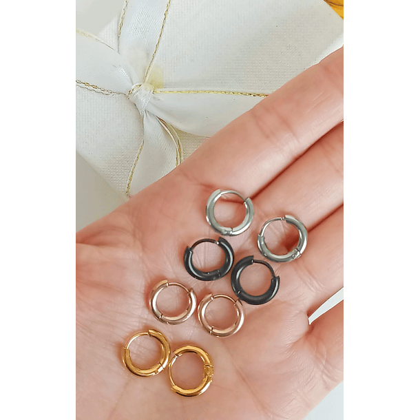 Pack 4 Pares De Aros Piercing Oreja Helix Chapadas Oro 18k 3