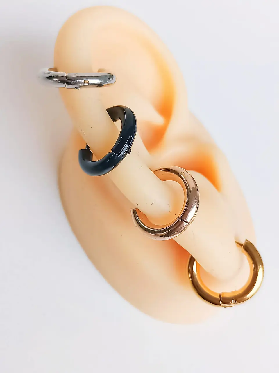 Pack 4 Pares De Aros Piercing Oreja Helix Chapadas Oro 18k 5