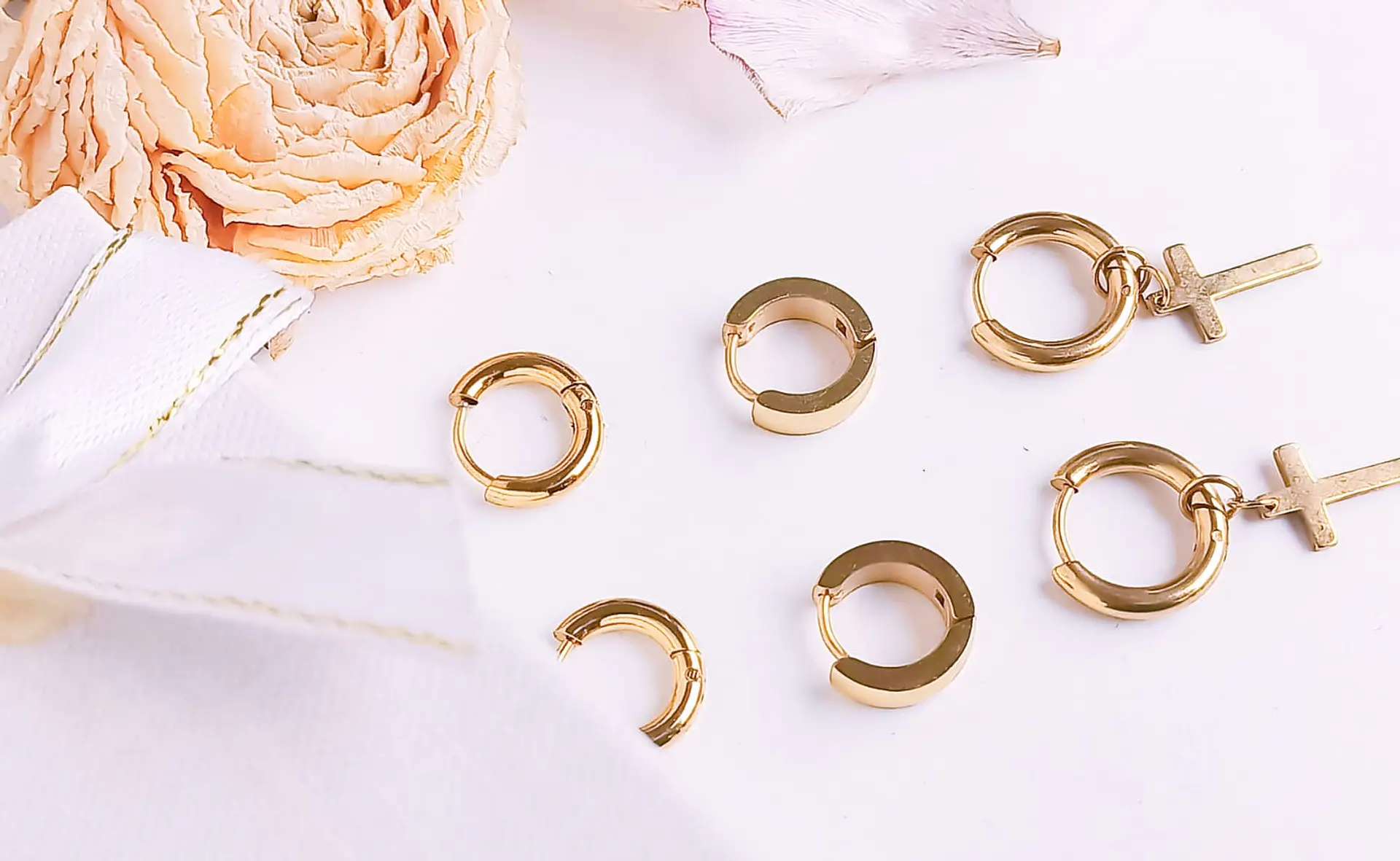 Pack Aros 3 Par De Argollas Lisas Piercing Chapada Oro 18k 4
