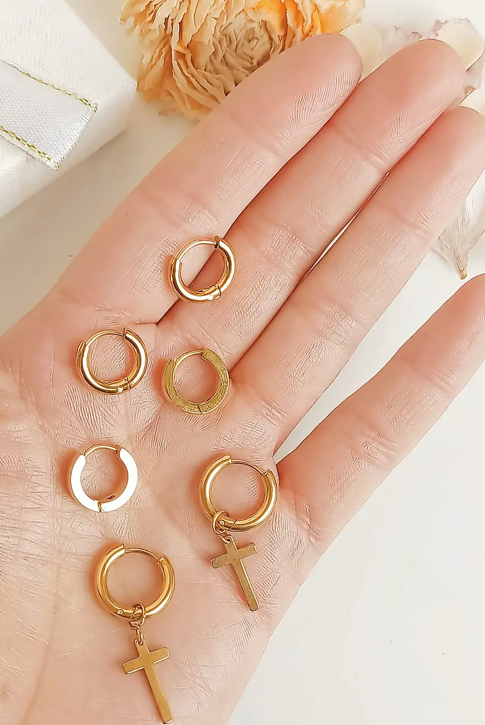 Pack Aros 3 Par De Argollas Lisas Piercing Chapada Oro 18k 3