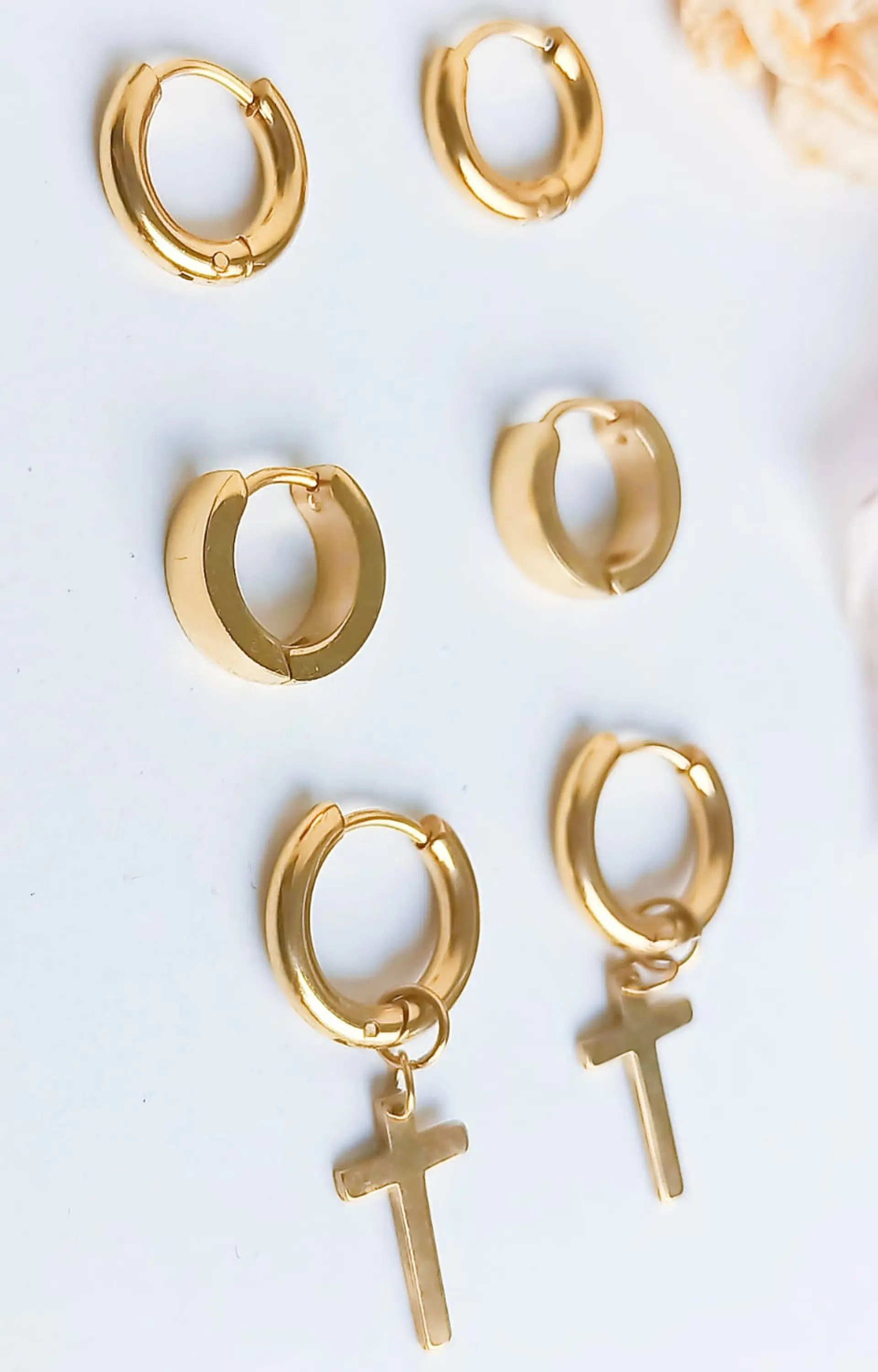 Pack Aros 3 Par De Argollas Lisas Piercing Chapada Oro 18k 5