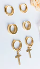 Pack Aros 3 Par De Argollas Lisas Piercing Chapada Oro 18k - Miniatura 5