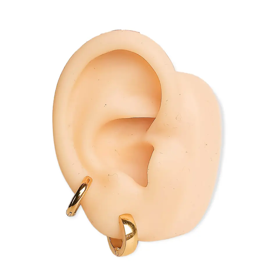 Pack Aros 2 Par De Argollas Lisa Piercing Chapada En Oro 18k 2