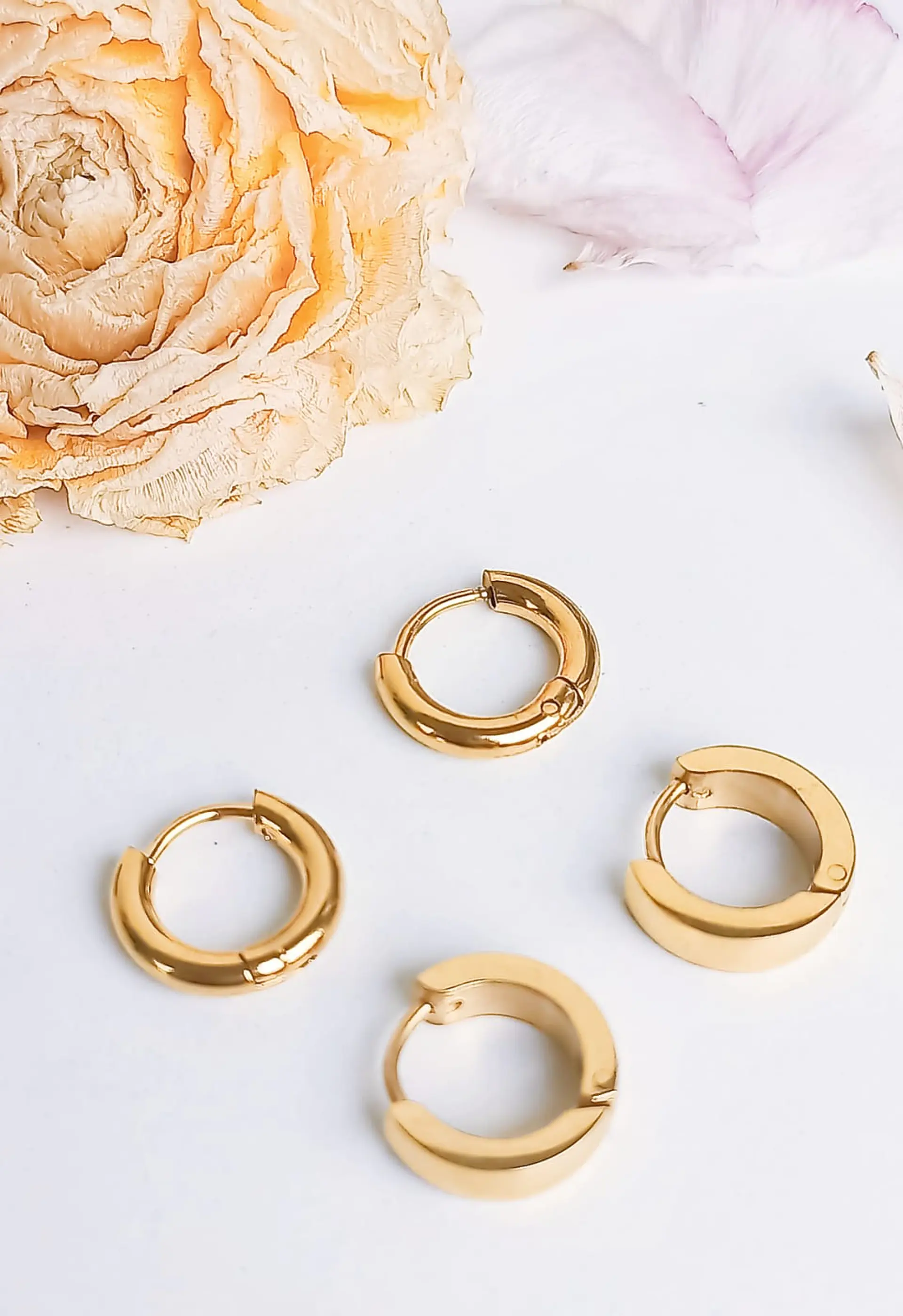 Pack Aros 2 Par De Argollas Lisa Piercing Chapada En Oro 18k 4