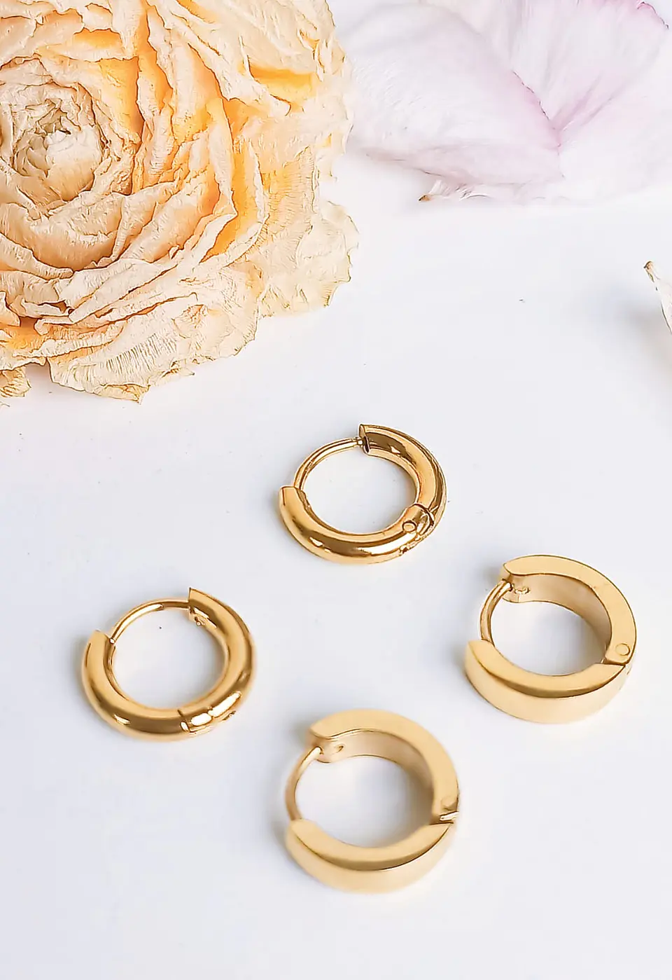 Pack Aros 2 Par De Argollas Lisa Piercing Chapada En Oro 18k 4