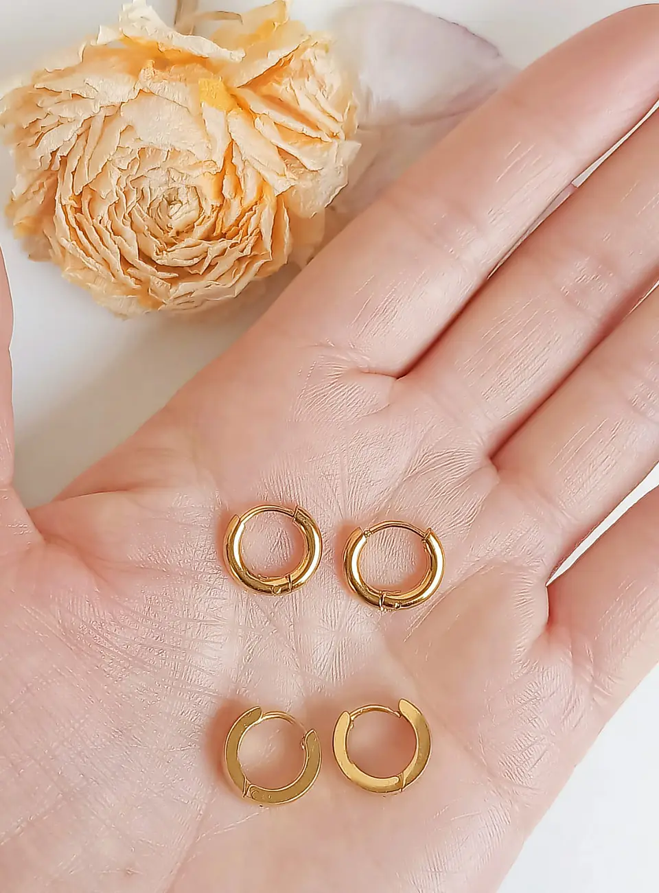 Pack Aros 2 Par De Argollas Lisa Piercing Chapada En Oro 18k 5