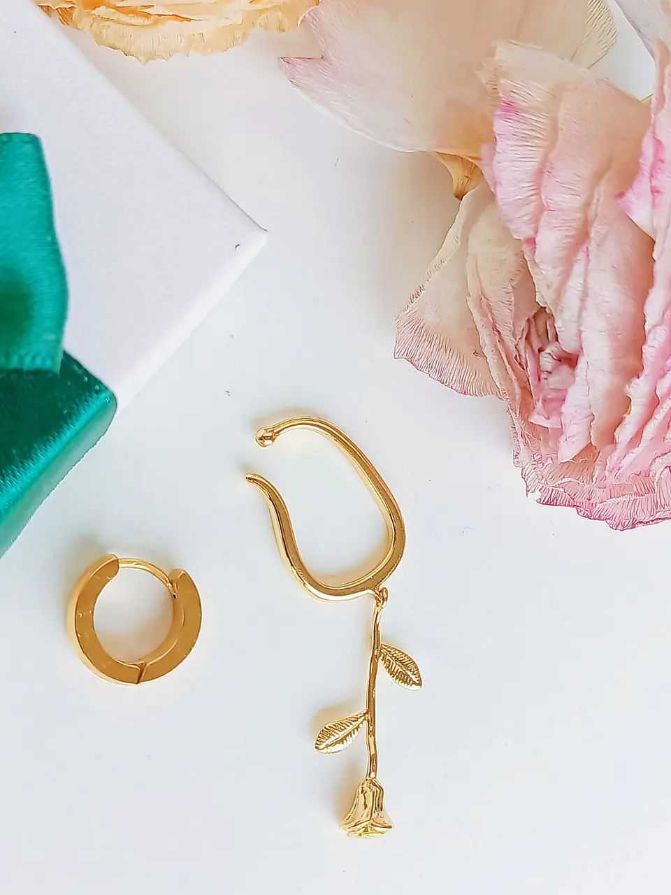 Pack De Aro Earcuff Rosa Argolla Unidad Chapadas En Oro 18k 2