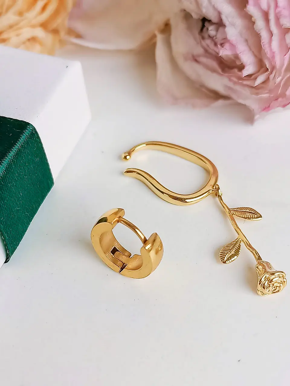 Pack De Aro Earcuff Rosa Argolla Unidad Chapadas En Oro 18k 6