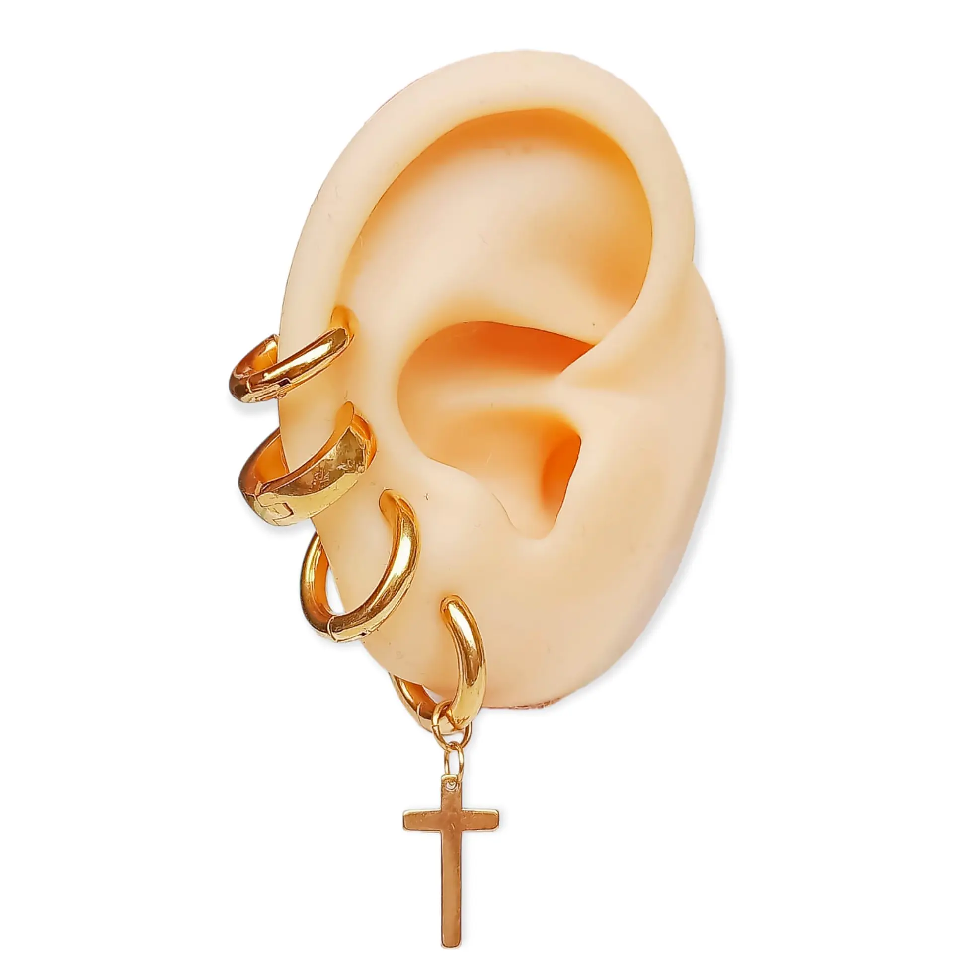Pack de aros 4 Pares Argollas Lisas Chapadas En Oro 18k 2