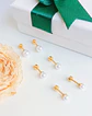Pack De Aros Piercing Perlas Seguridad Chapadas En Oro 18k - Miniatura 7
