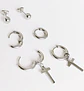 Pack De Aros Argollas Huggies Cruz Esfera Plateada Piercing - Miniatura 3
