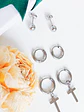 Pack De Aros Argollas Huggies Cruz Esfera Plateada Piercing - Miniatura 7
