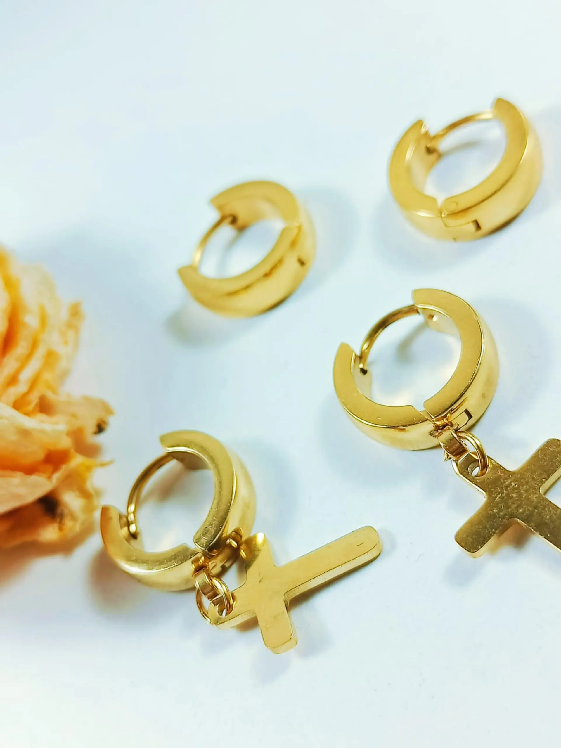 Pack De 2 Argollas Lisas Chunky Huggies Chapadas En Oro 18k 6
