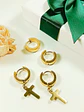 Pack De 2 Argollas Lisas Chunky Huggies Chapadas En Oro 18k - Miniatura 2