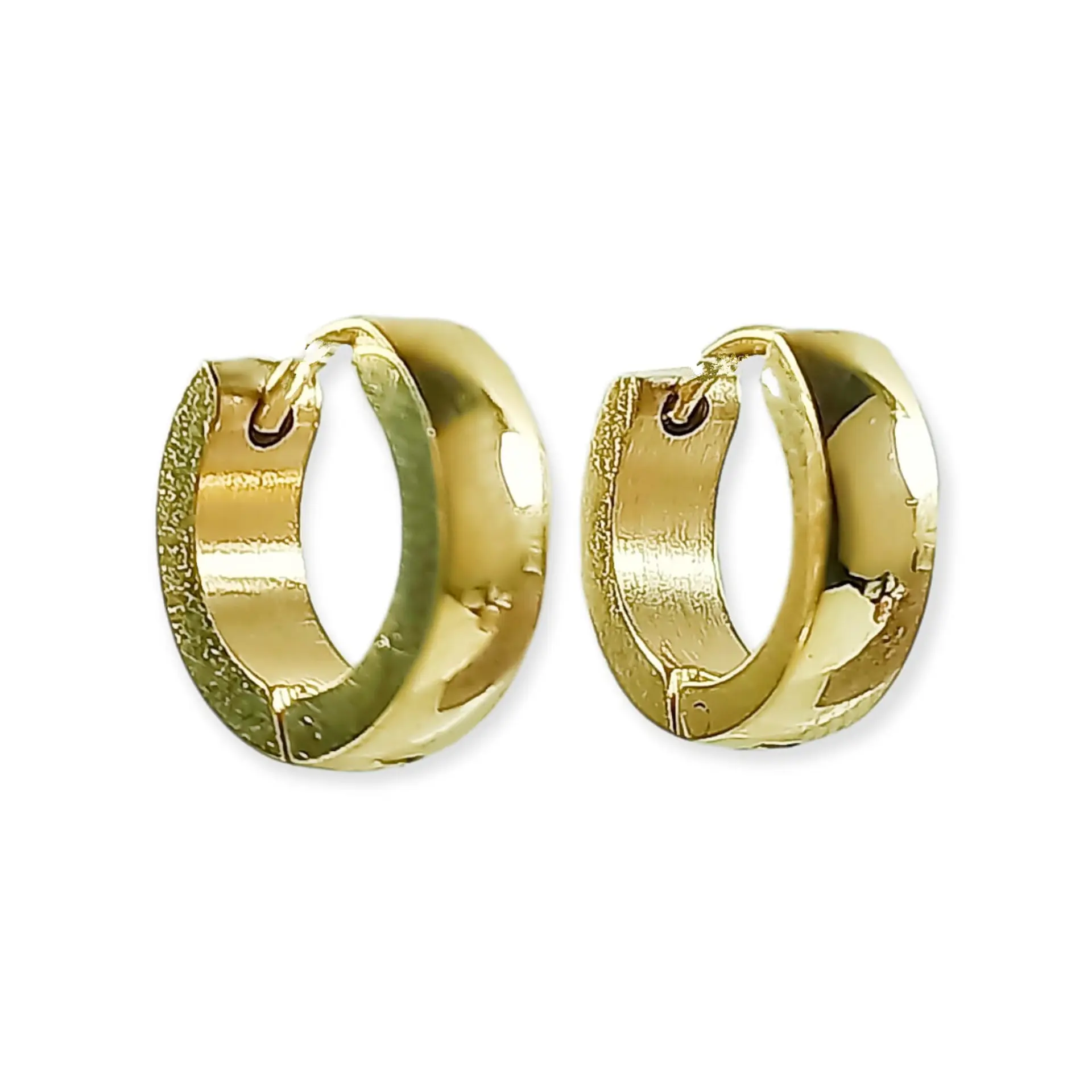 Pack De 2 Argollas Lisas Chunky Huggies Chapadas En Oro 18k 4