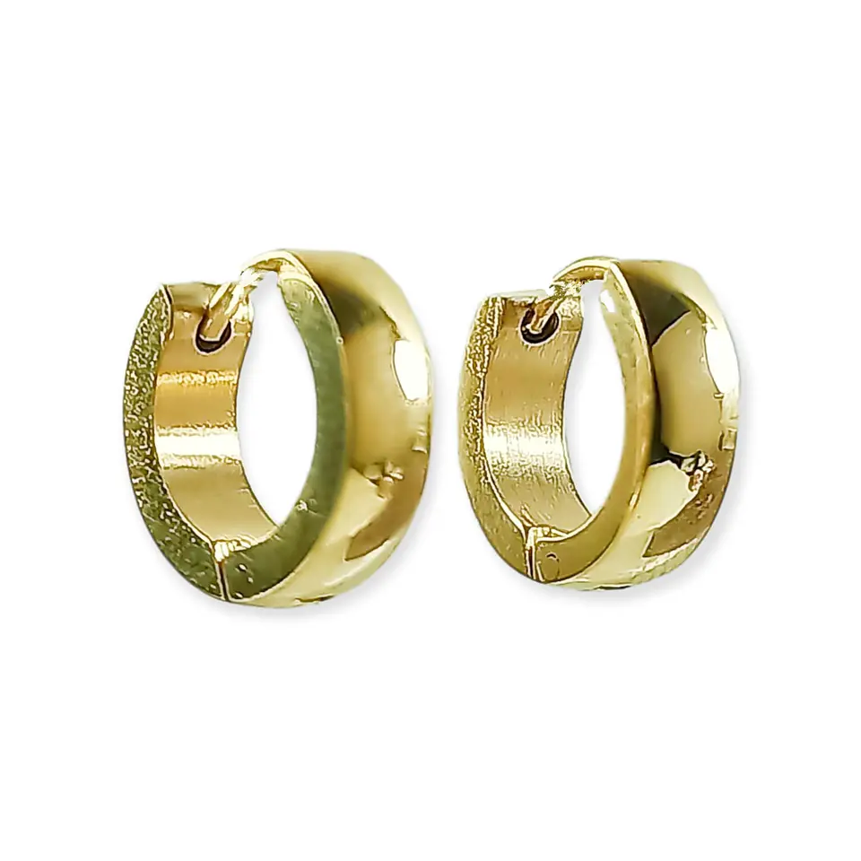 Pack De 2 Argollas Lisas Chunky Huggies Chapadas En Oro 18k 4