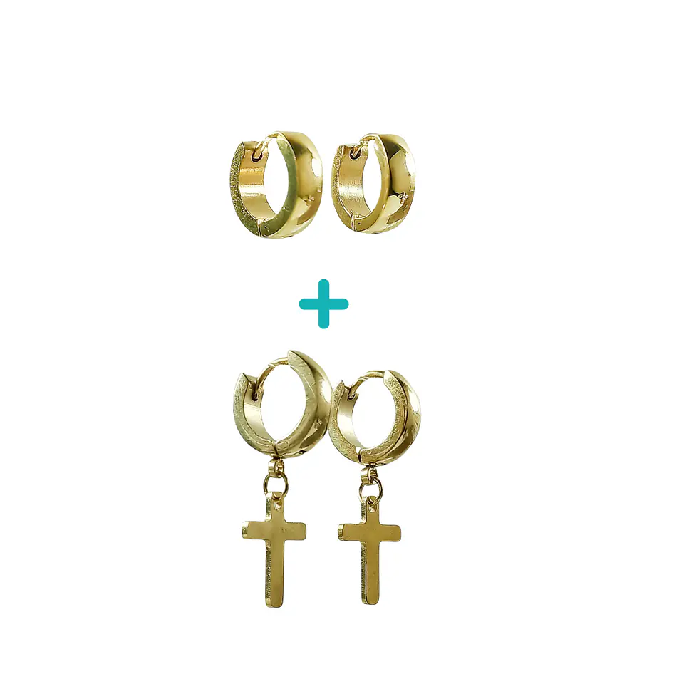 Pack De 2 Argollas Lisas Chunky Huggies Chapadas En Oro 18k 1