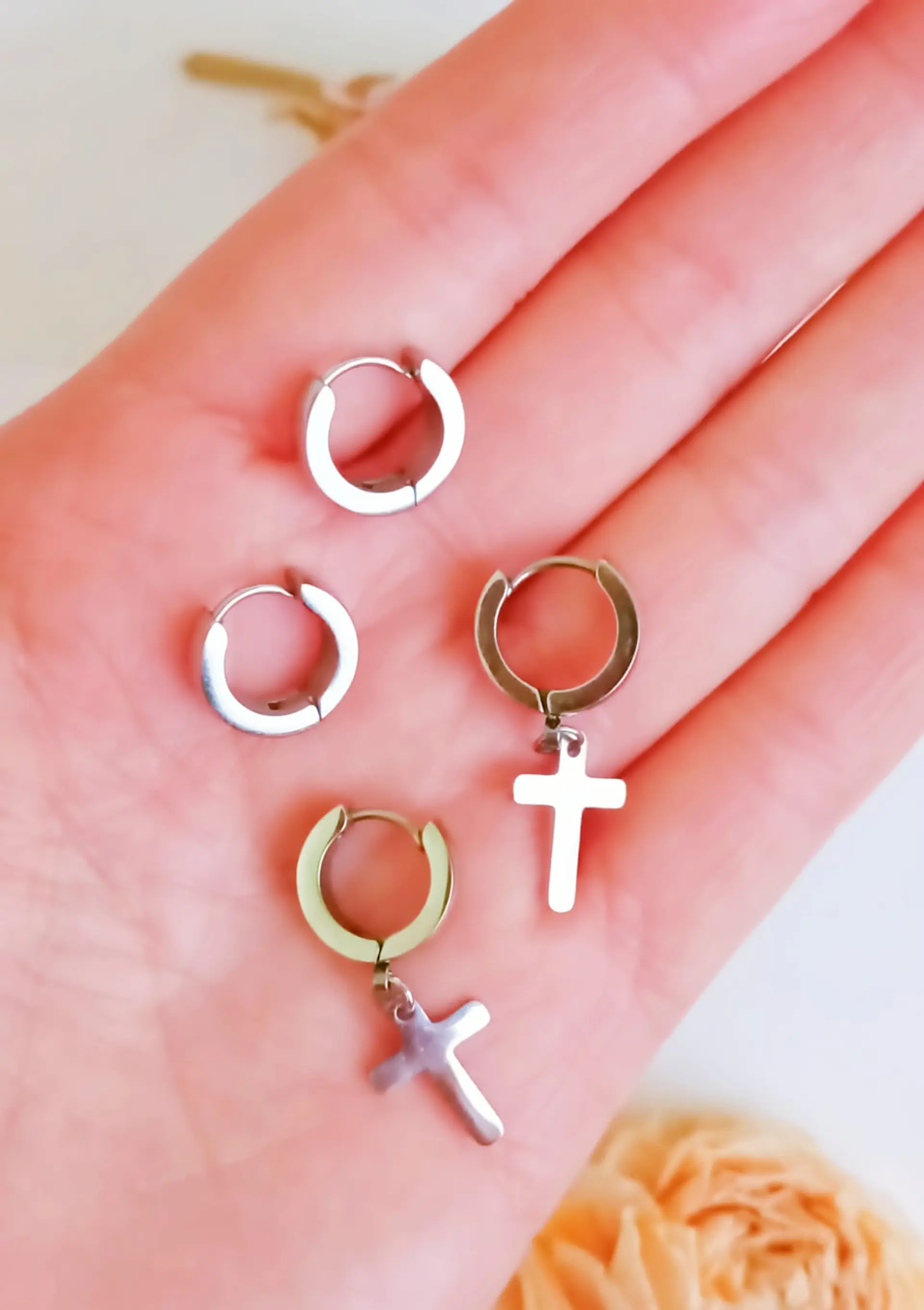 Pack De 2 Pares De Argollas Lisas Plateadas Helix Piercing 4