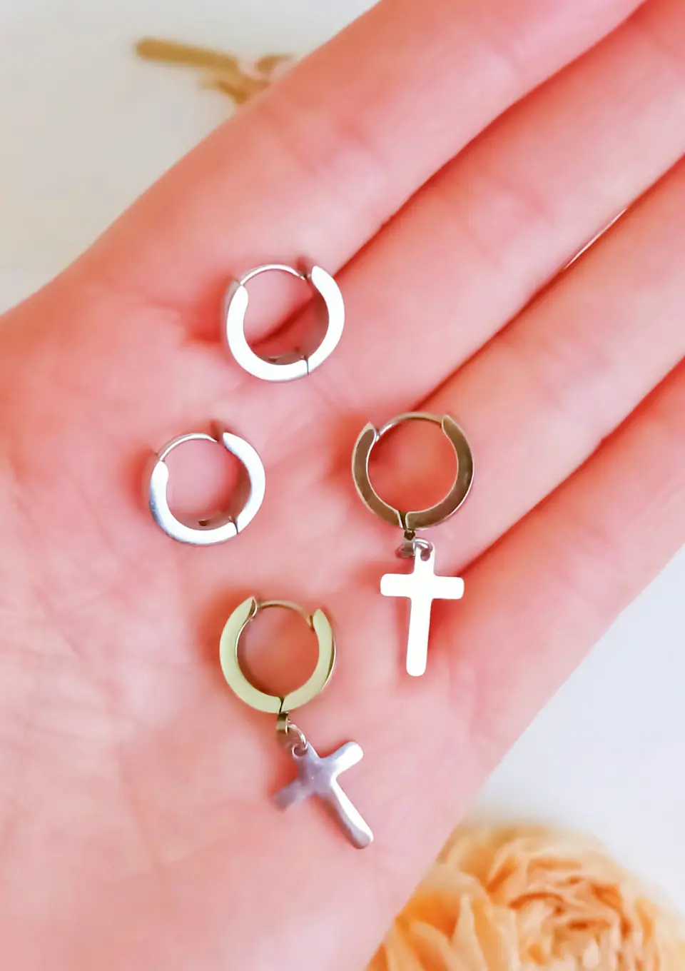 Pack De 2 Pares De Argollas Lisas Plateadas Helix Piercing 4