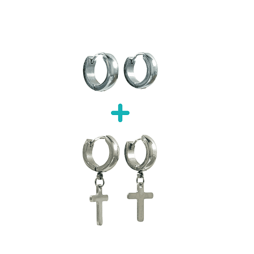 Pack De 2 Pares De Argollas Lisas Plateadas Helix Piercing