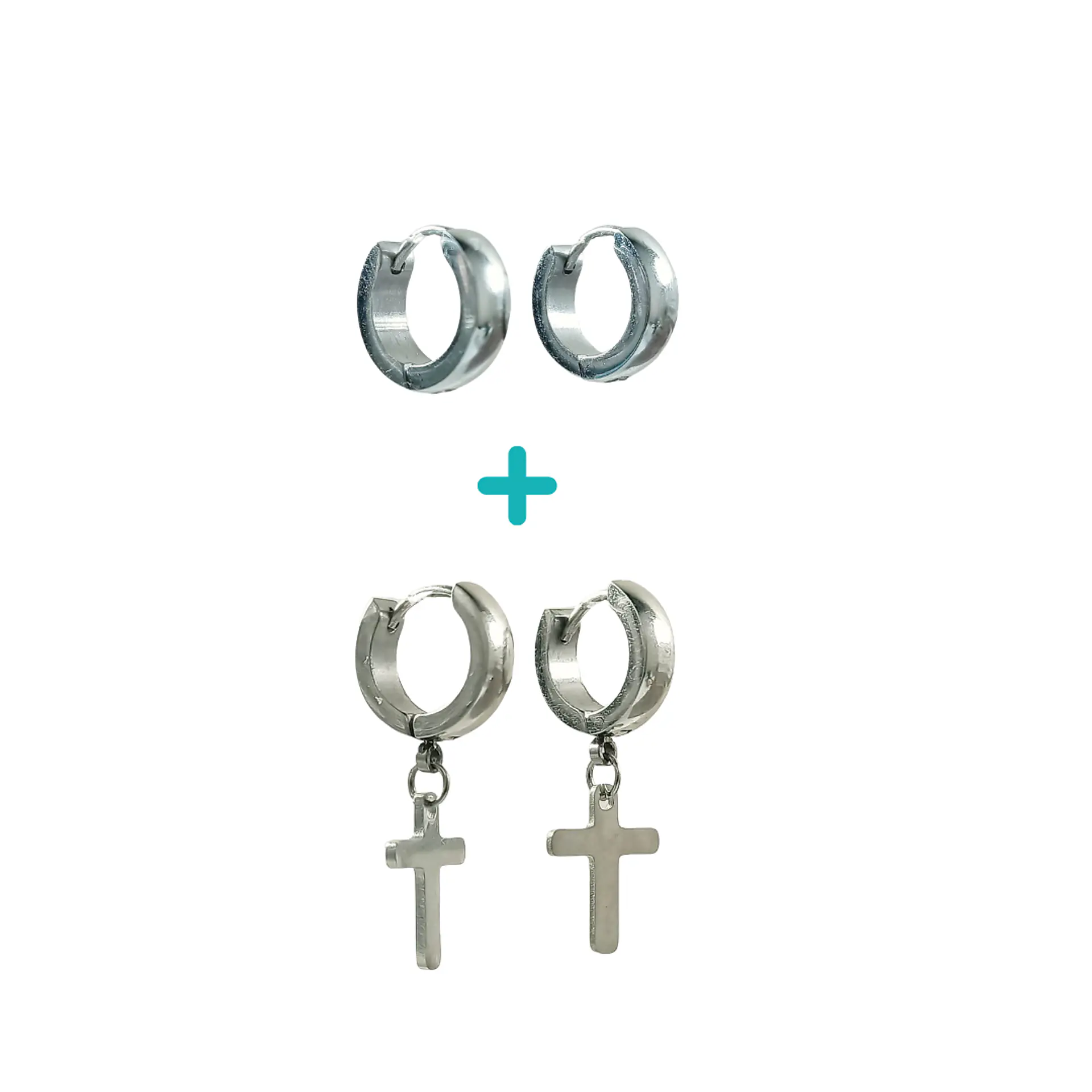 Pack De 2 Pares De Argollas Lisas Plateadas Helix Piercing 1
