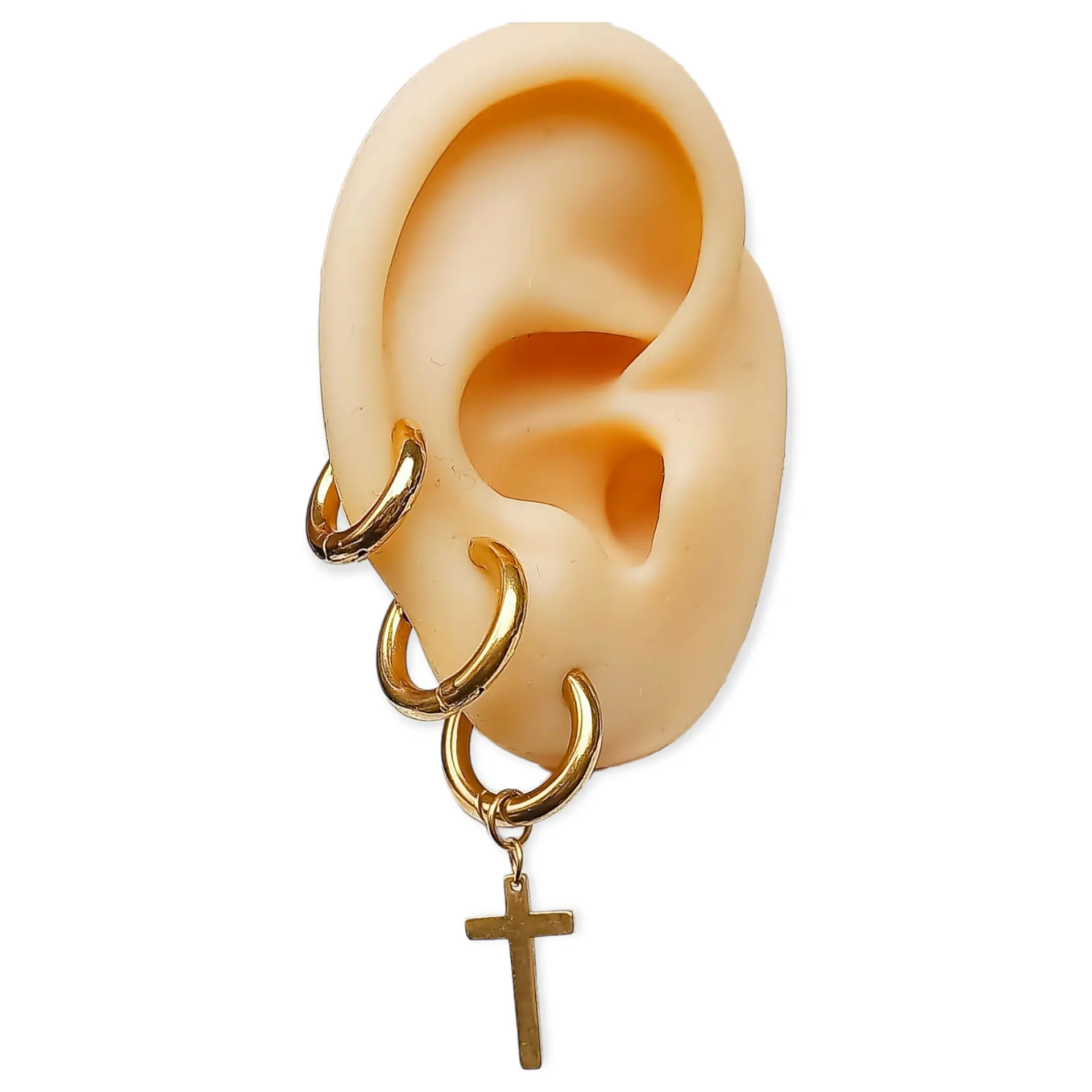 Pack 3 Pares Argollas Lisas Chapadas En Oro 18k Piercing  2