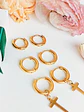 Pack 3 Pares Argollas Lisas Chapadas En Oro 18k Piercing  - Miniatura 3