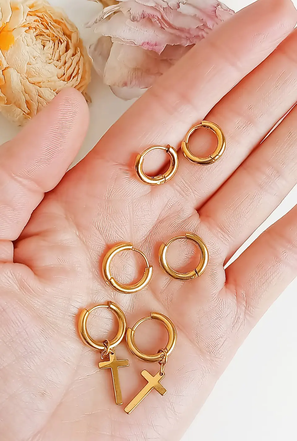 Pack 3 Pares Argollas Lisas Chapadas En Oro 18k Piercing  4