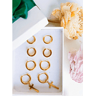 Pack 4 Pares Argollas Lisas Chapadas En Oro 18k Piercing  5