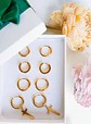 Pack 4 Pares Argollas Lisas Chapadas En Oro 18k Piercing  - Miniatura 5
