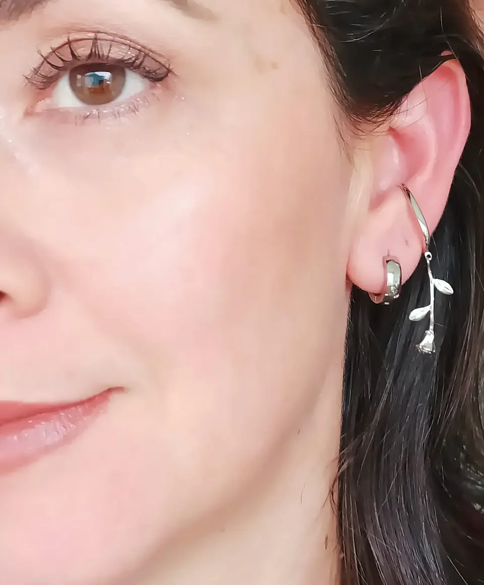 Pack Earcuff Rosa Argolla Unidad Plateada Piercing Moderno 9
