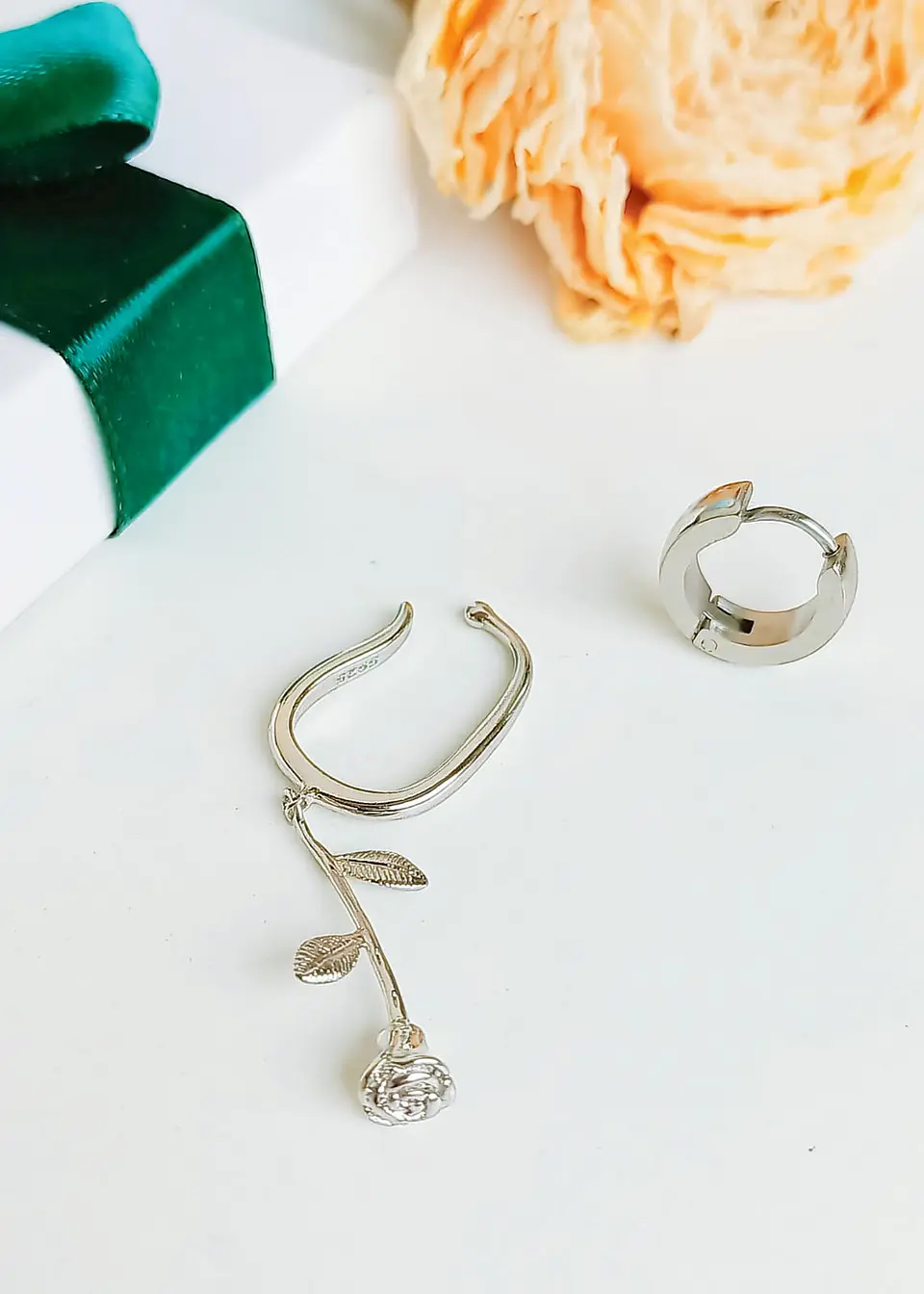 Pack Earcuff Rosa Argolla Unidad Plateada Piercing Moderno 8