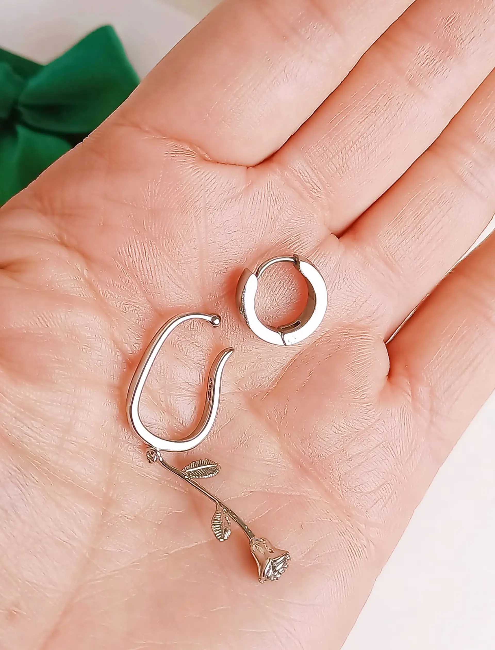 Pack Earcuff Rosa Argolla Unidad Plateada Piercing Moderno 11
