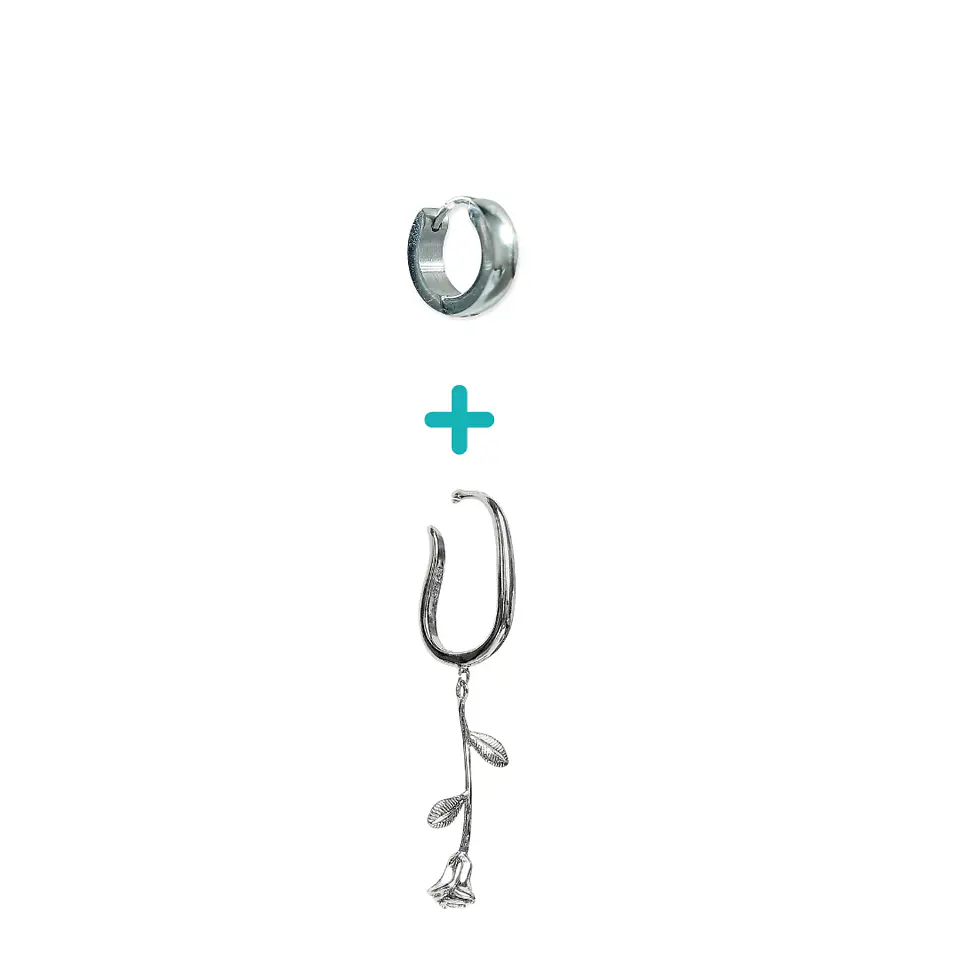 Pack Earcuff Rosa Argolla Unidad Plateada Piercing Moderno 1