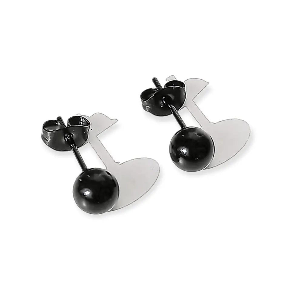 Pack De 3 Pares Aros Argollas Esfera Negras Piercing Oreja 3